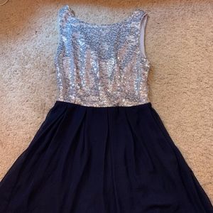 Blue and Silver Sequined Dress